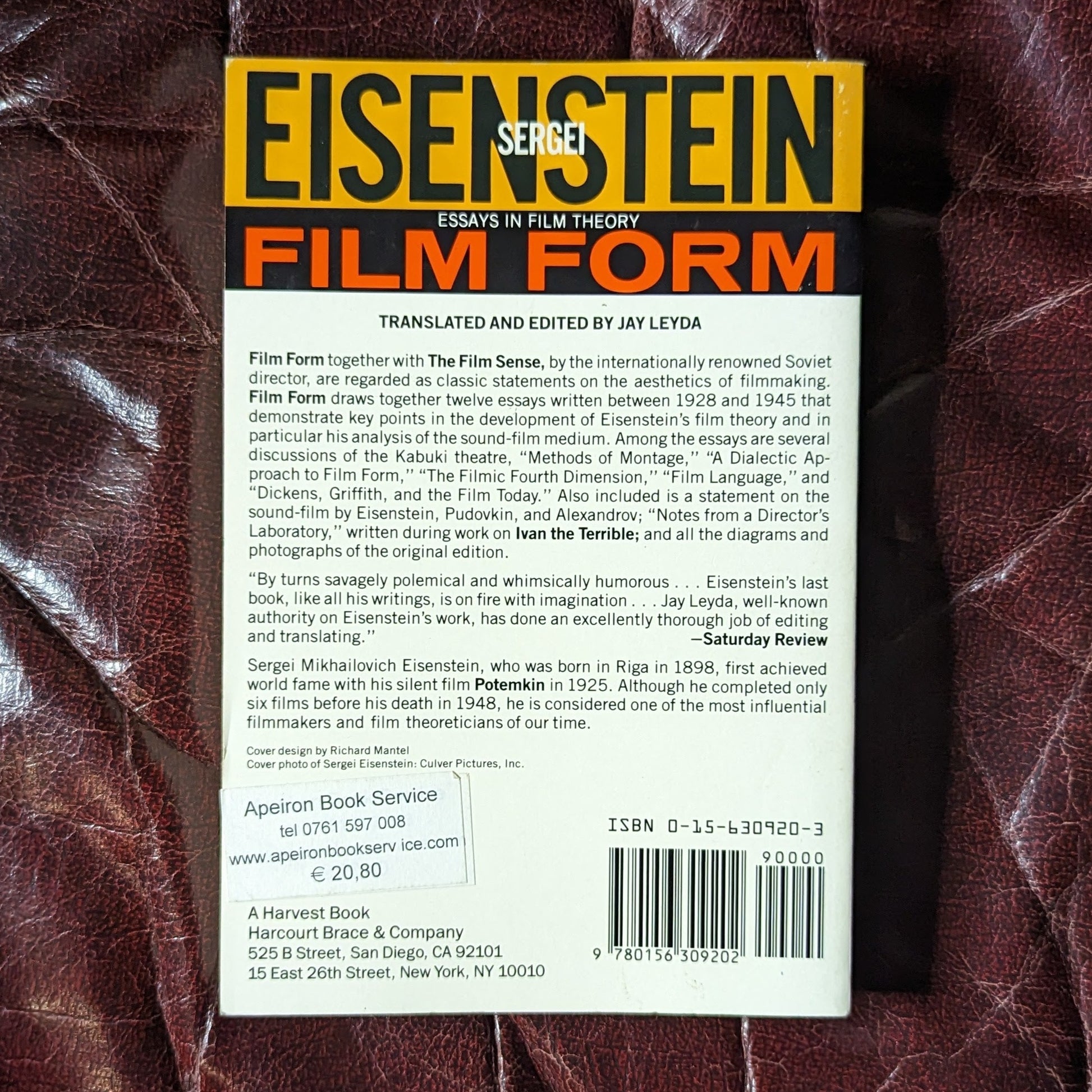 Film Form: Essays in Film Theory